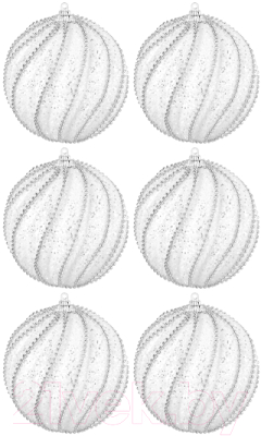 Набор шаров новогодних Elan Gallery Линии на белом / 970111 - фото