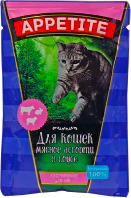 Влажный корм для кошек APPETITE Ассорти в соусе - фото