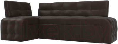 Уголок кухонный мягкий Лига Диванов Люксор левый / 28596L (экокожа коричневый) - фото