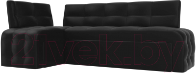 Уголок кухонный мягкий Лига Диванов Люксор левый / 28599L (экокожа черный) - фото
