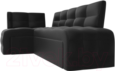 Уголок кухонный мягкий Лига Диванов Люксор левый / 28599L (экокожа черный)