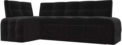 Уголок кухонный мягкий Лига Диванов Люксор левый / 28601L (микровельвет черный) - фото