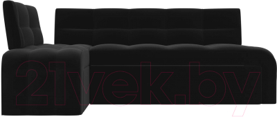 Уголок кухонный мягкий Лига Диванов Люксор левый / 28601L (микровельвет черный)
