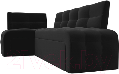 Уголок кухонный мягкий Лига Диванов Люксор левый / 28601L (микровельвет черный)