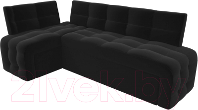 Уголок кухонный мягкий Лига Диванов Люксор левый / 28601L (микровельвет черный)