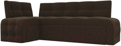 Уголок кухонный мягкий Лига Диванов Люксор левый / 28603L (микровельвет коричневый) - фото