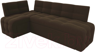 Уголок кухонный мягкий Лига Диванов Люксор левый / 28603L (микровельвет коричневый)