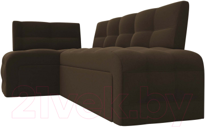 Уголок кухонный мягкий Лига Диванов Люксор левый / 28603L (микровельвет коричневый)