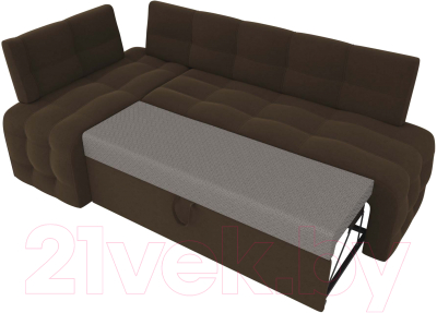 Уголок кухонный мягкий Лига Диванов Люксор левый / 28603L (микровельвет коричневый)