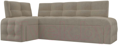 Уголок кухонный мягкий Лига Диванов Люксор левый / 28605L (микровельвет бежевый) - фото