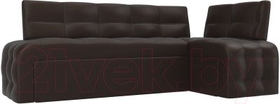 Уголок кухонный мягкий Лига Диванов Люксор правый / 28596 (экокожа коричневый) - фото