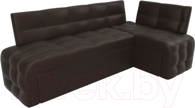 Уголок кухонный мягкий Лига Диванов Люксор правый / 28596 (экокожа коричневый)