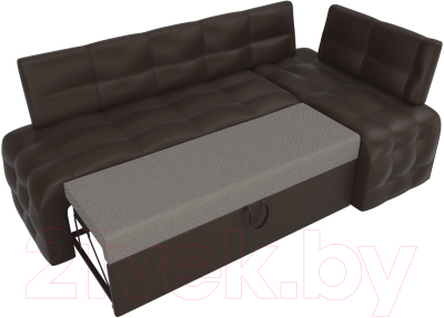 Уголок кухонный мягкий Лига Диванов Люксор правый / 28596 (экокожа коричневый)