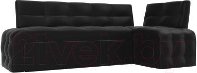 Уголок кухонный мягкий Лига Диванов Люксор правый / 28599 (экокожа черный) - фото