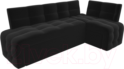 Уголок кухонный мягкий Лига Диванов Люксор правый / 28601 (микровельвет черный)