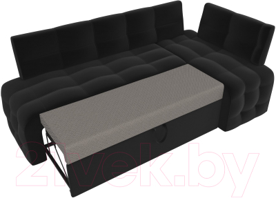 Уголок кухонный мягкий Лига Диванов Люксор правый / 28601 (микровельвет черный)