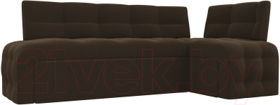 Уголок кухонный мягкий Лига Диванов Люксор правый / 28603 (микровельвет коричневый) - фото