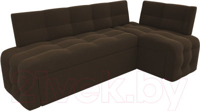 Уголок кухонный мягкий Лига Диванов Люксор правый / 28603 (микровельвет коричневый)