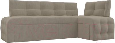 Уголок кухонный мягкий Лига Диванов Люксор правый / 28605 (микровельвет бежевый) - фото