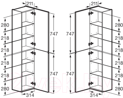 Шкаф-пенал для ванной Roca Oleta 35 / A857650806