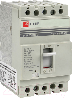 Выключатель автоматический EKF PROxima ВА-99 125/100А 3P 25кА / mccb99-125-100 - фото