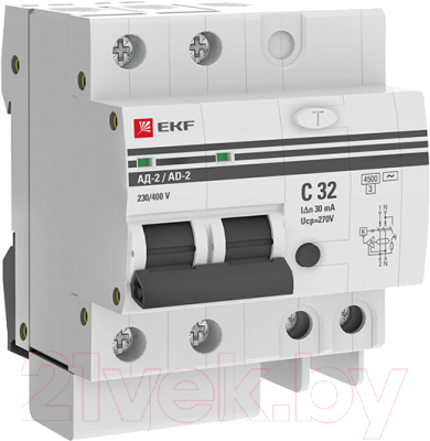 Дифференциальный автомат EKF PROxima АД-2 32А/30мА / DA2-32-30-pro - фото