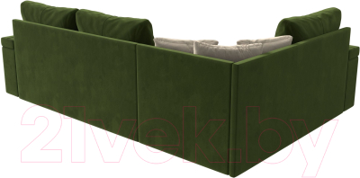 Диван угловой Лига Диванов Николь левый / 29378L (микровельвет зеленый/экокожа бежевый)