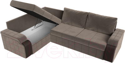 Диван угловой Лига Диванов Николь левый / 102975L (велюр коричневый/экокожа бежевый)