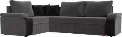Диван угловой Лига Диванов Николь левый / 102976L (велюр серый/экокожа черный) - фото