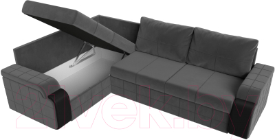 Диван угловой Лига Диванов Николь левый / 102976L (велюр серый/экокожа черный)