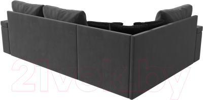 Диван угловой Лига Диванов Николь левый / 102976L (велюр серый/экокожа черный)