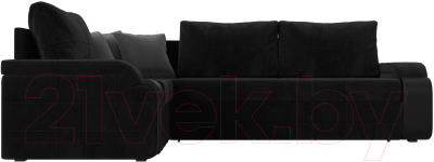 Диван угловой Лига Диванов Николь левый / 116737L (велюр черный/экокожа черный)