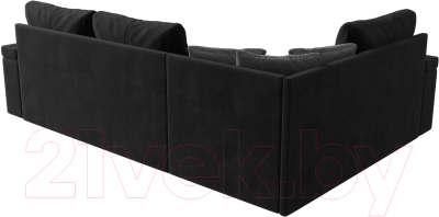 Диван угловой Лига Диванов Николь левый / 116737L (велюр черный/экокожа черный)