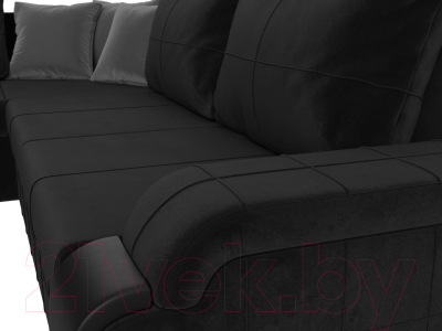 Диван угловой Лига Диванов Николь левый / 116737L (велюр черный/экокожа черный)