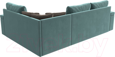 Диван угловой Лига Диванов Николь правый / 102971 (велюр бирюзовый/экокожа коричневый)