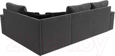 Диван угловой Лига Диванов Николь правый / 102976 (велюр серый/экокожа черный)
