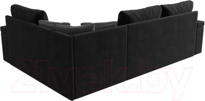 Диван угловой Лига Диванов Николь правый / 102977 (велюр черный/экокожа белый)