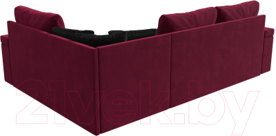 Диван угловой Лига Диванов Николь правый / 113273 (микровельвет бордовый/экокожа черный)