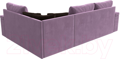Диван угловой Лига Диванов Николь правый / 113276 (микровельвет сиреневый/экокожа коричневый)