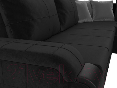Диван угловой Лига Диванов Николь правый / 116738 (велюр черный/экокожа черный)