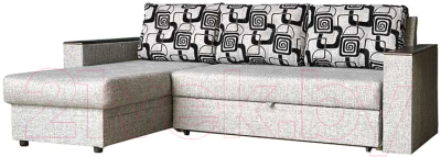 Диван угловой Асмана Фаворит без бара (кубики/рогожка серая/венге) - фото