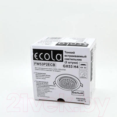 Комплект точечных светильников Ecola GX53 FW53P2ECB