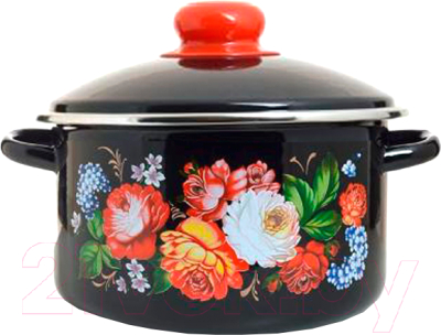 Кастрюля ЭСТЕТ Жостовские мотивы / ЭТ-75031/4 - фото