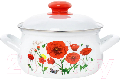 Кастрюля ЭСТЕТ Красные маки / ЭТ-72857 - фото