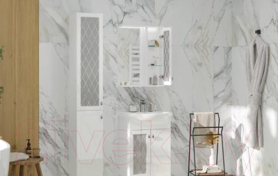 Шкаф с зеркалом для ванной Volna Milena 55 L (белый)