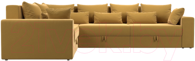 Диван угловой Лига Диванов Майами Long левый / 114856L (микровельвет желтый)