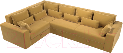 Диван угловой Лига Диванов Майами Long левый / 114856L (микровельвет желтый)