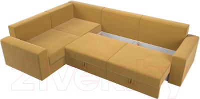 Диван угловой Лига Диванов Майами Long левый / 114856L (микровельвет желтый)