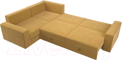 Диван угловой Лига Диванов Майами Long левый / 114856L (микровельвет желтый)