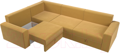 Диван угловой Лига Диванов Майами Long левый / 114856L (микровельвет желтый)